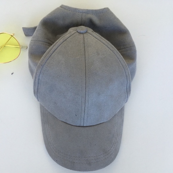 GREY SUEDE BASEBALL CAP - Picture 5 of 5